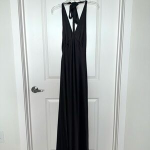 Peppermayo Heavy Hearted Satin Maxi Dress - Black